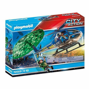 Playset  City Action Police helicopter: Parachute Chase Playmobil 70569 19 piezas (19 pcs)