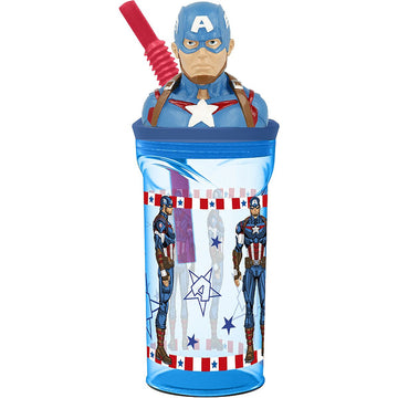 Vaso con Pajita Capitán América CZ11331 3D