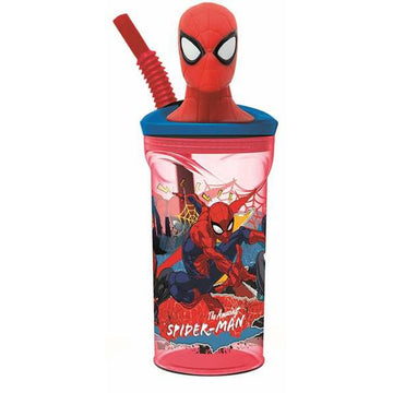 Vaso con Pajita Spider-Man Moving Target 360 ml 3D