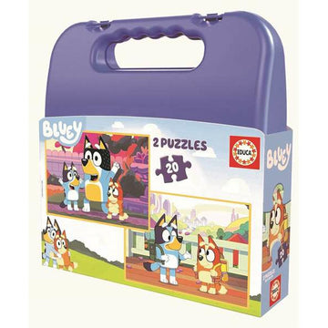 Set de 2 Puzzles Bluey Maletín 20 Piezas