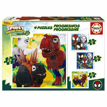 Set de 4 Puzzles Educa Dino Spidey (4 Unidades)