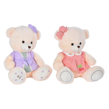 Oso de Peluche DKD Home Decor Vestido 42 x 20 x 50 cm Beige Rosa Lila Infantil Oso (2 Unidades)