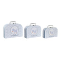 Juego de Cajas Decorativas DKD Home Decor 28 x 9,5 x 20 cm Azul Metal Multicolor Cartón