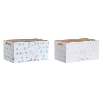 Caja de Almacenaje DKD Home Decor Azul Rosa Madera MDF 36 x 21 x 18 cm (2 Unidades)