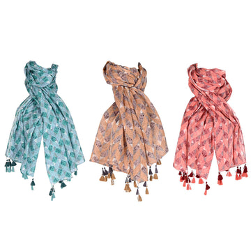 Pañuelo Home ESPRIT Marrón Turquesa Coral (3 Unidades)