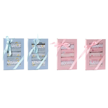 Set de Baberos Home ESPRIT Azul Rosa Algodón 19 x 29 x 3 cm (4 Unidades)