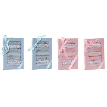 Set de Baberos Home ESPRIT Azul Rosa Algodón 19 x 29 x 3 cm (4 Unidades)