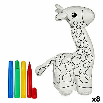 Peluche para Colorear Pincello Blanco Negro 9 x 23 x 15 cm Jirafa (8 Unidades)