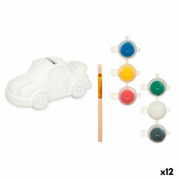 Hucha para Pintar Pincello Blanco 14 x 7 x 7 cm 14,5 x 7,2 x 9,4 cm Coche (12 Unidades)