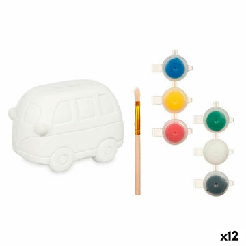 Hucha para Pintar Pincello Blanco 12 x 8,5 x 8,5 cm 12,4 x 8,6 x 9,9 cm Furgoneta (12 Unidades)
