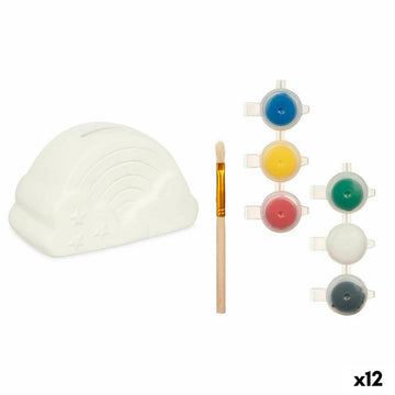 Hucha para Pintar Pincello Blanco 13,9 x 8,4 x 9,6 cm 13,9 x 8 x 8 cm Arcoíris (12 Unidades)