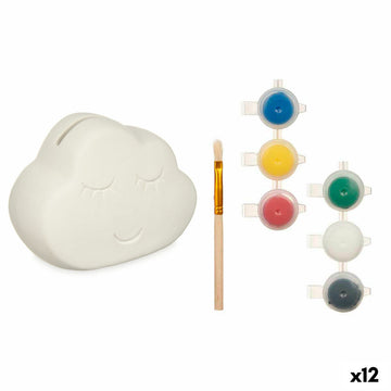 Hucha para Pintar Pincello Blanco 12,3 x 9,4 x 9 cm 12 x 9,4 x 7 cm Nubes (12 Unidades)