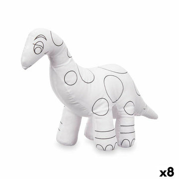 Peluche para Colorear Pincello Blanco Negro Tela 28 x 22 x 9 cm Dinosaurio (8 Unidades)
