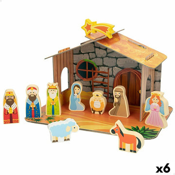 Belén de Navidad Woomax Madera Cartón 22 x 16 x 12 cm 11 Piezas