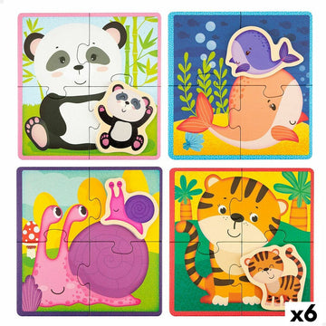 Puzzle Infantil Lisciani Giochi 16 x 1 x 16 cm Animales 16 Piezas (6 Unidades)