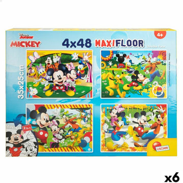 Set de 4 Puzzles Mickey Mouse 35 x 1,5 x 25 cm 48 Piezas (6 Unidades)