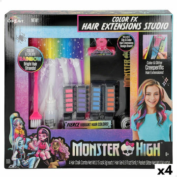Set de Peluquería Monster High Extensiones para el Pelo (4 Unidades)